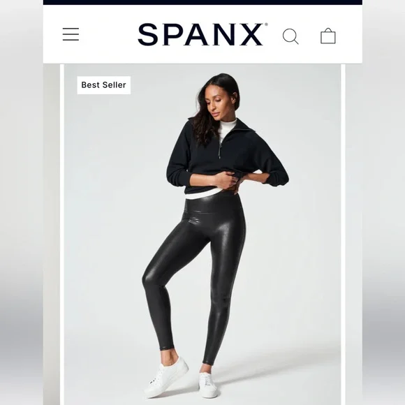 Spanx faux leather leggings size small petite - Picture 2 of 6